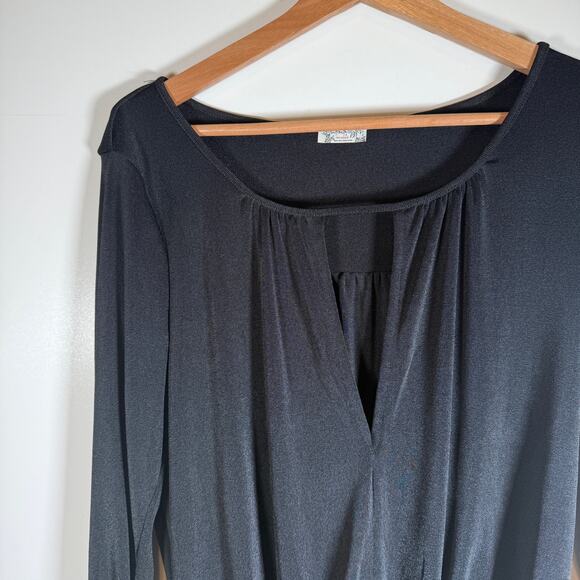 Intimately Free People Black Deep V Sexy Long Sleeve Bodysuit Kaya Minimalist M - Picture 4 of 13